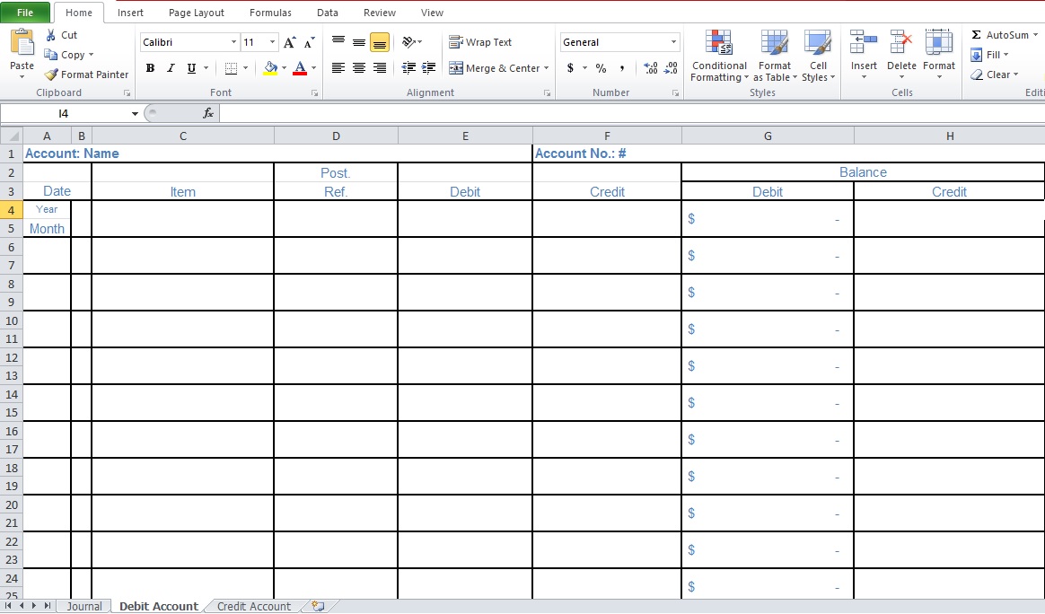 Business Accounts Excel Template