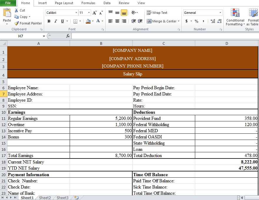 Payslip Template Format Word And Excel Excel Tmp