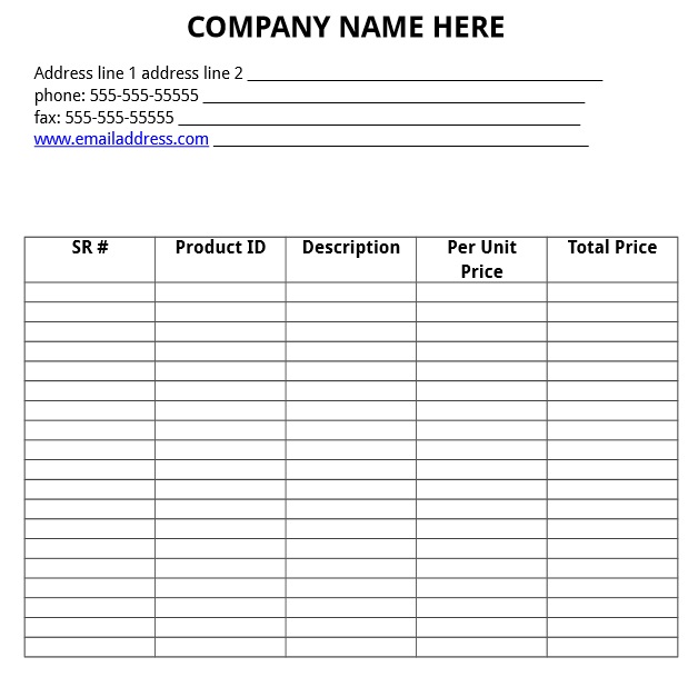 billing invoice template pdf free