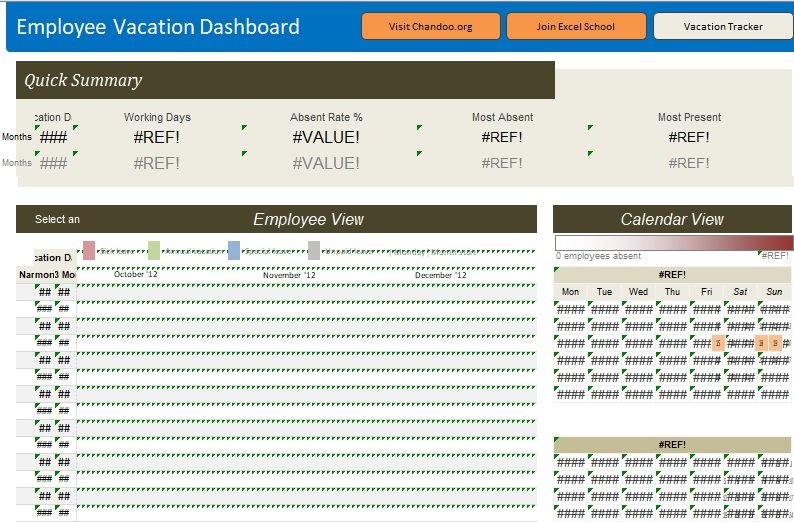 Employee Vacation Tracking Excel Template 2015 - Excel TMP