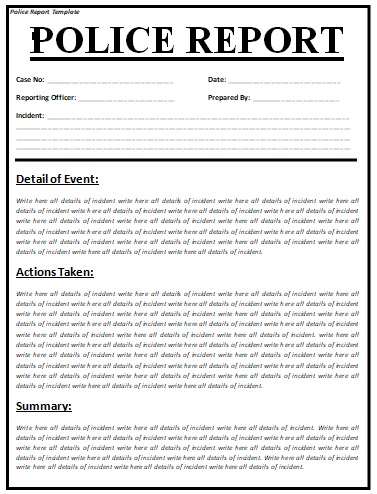 police report blank template printable examples