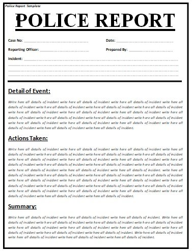 police report blank template printable examples