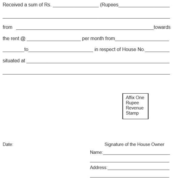 house rent receipt format pdf