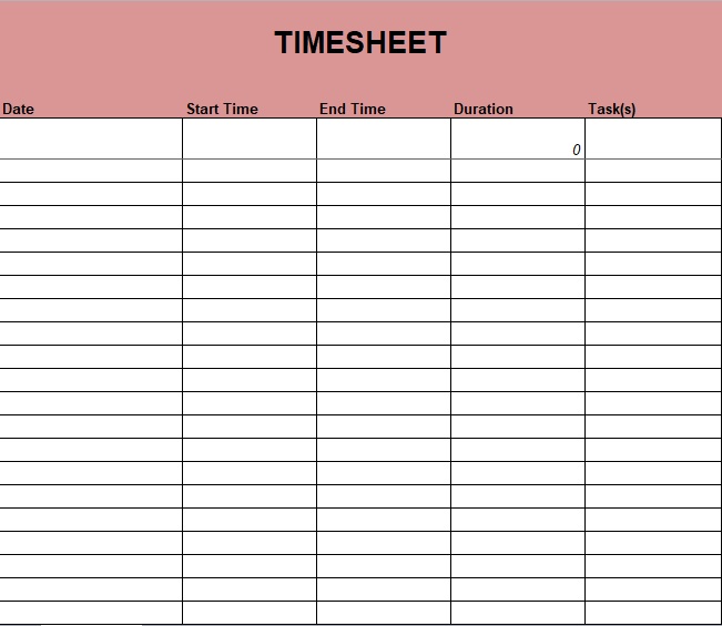 monthly timesheet template for excel