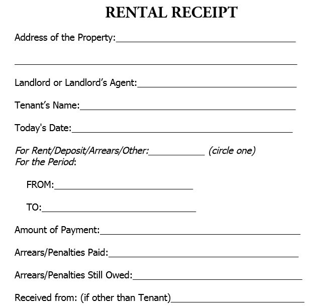 rental payment receipt example