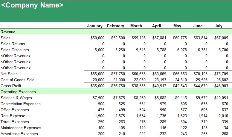 excel template business income expenses