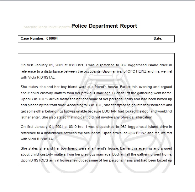 how to write a police report template