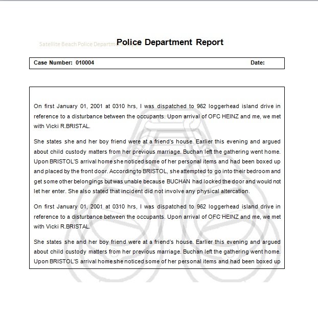 Blank Police Report Template Excel Tmp