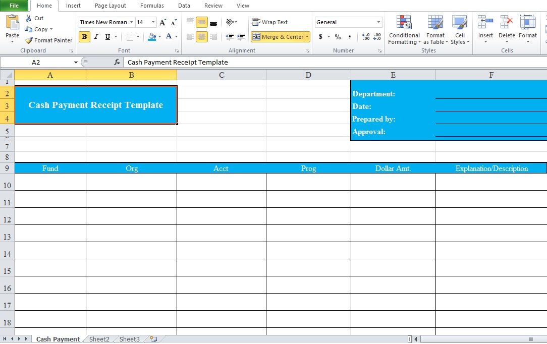 Free Cash Payment Receipt Template (Excel, Word, PDF) Excel TMP