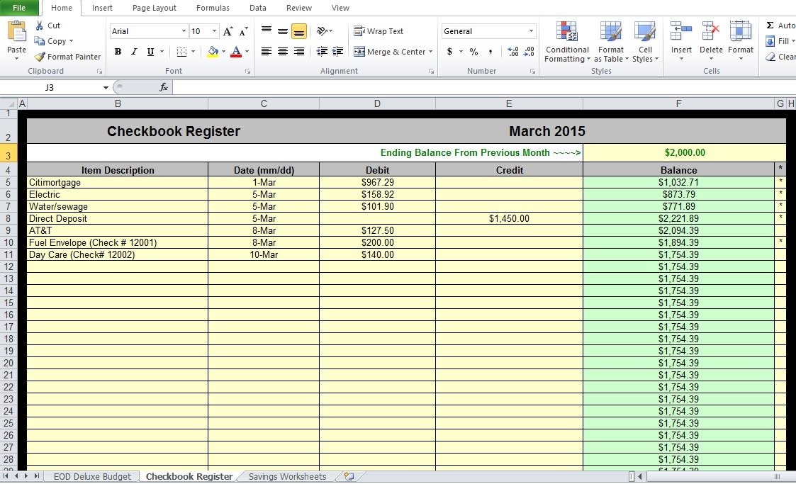 balance a checkbook worksheet