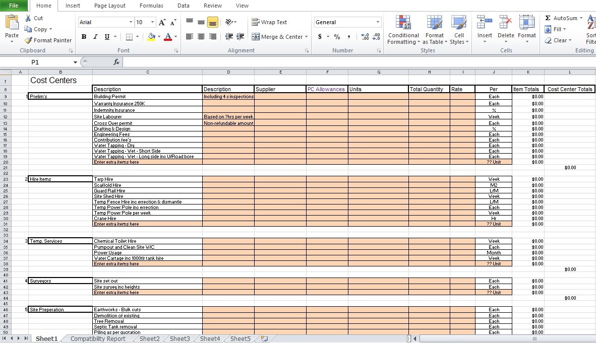 Contractor Estimate Template Excel