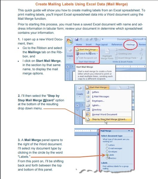 how to print address labels from excel to word doc