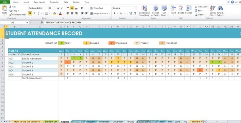 Professional Daily Attendance Format Template - Excel TMP