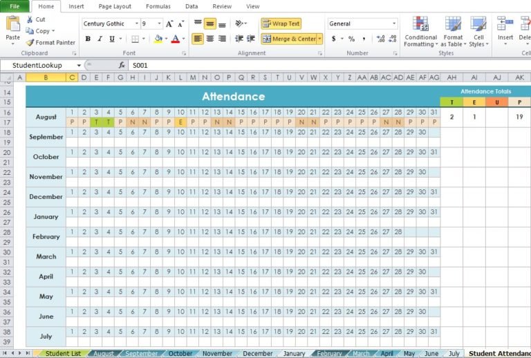 Professional Daily Attendance Format Template Excel TMP