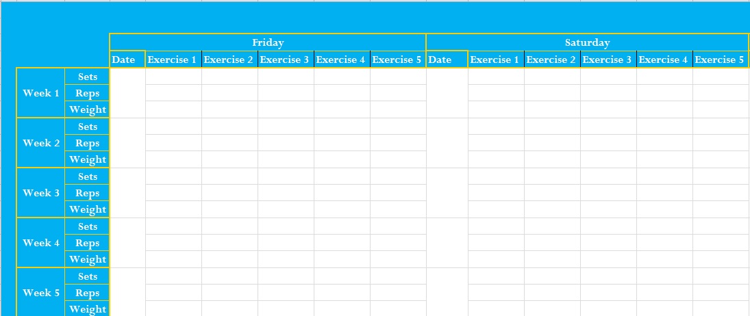 Daily,Weekly And Monthly Exercise Log Excel Template