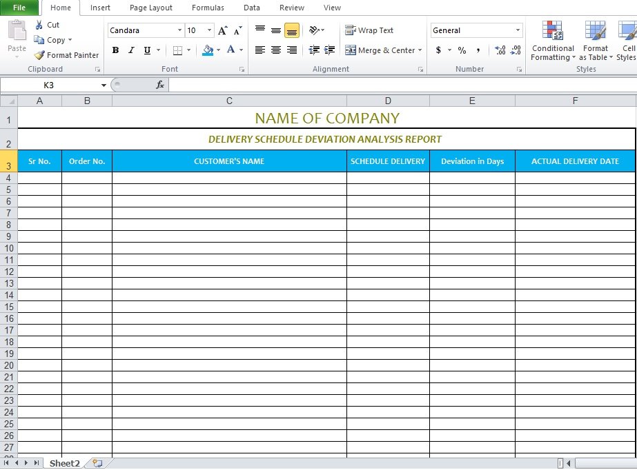 Delivery Schedule Template In Excel Format