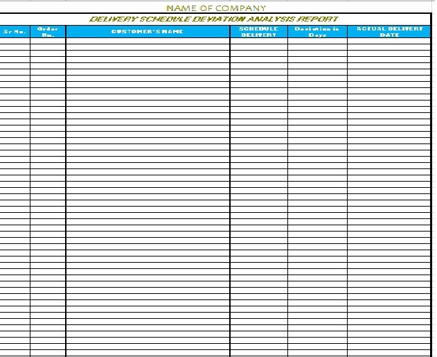 Delivery Schedule Template In Excel Format Excel TMP