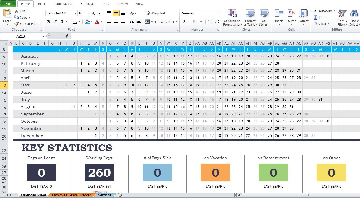 Employee Attendance Report Excel Template