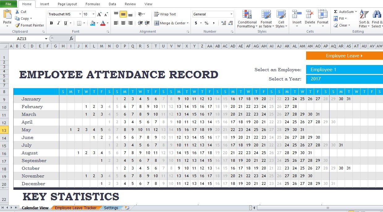 Employee Attendance Report Template Excel Tmp