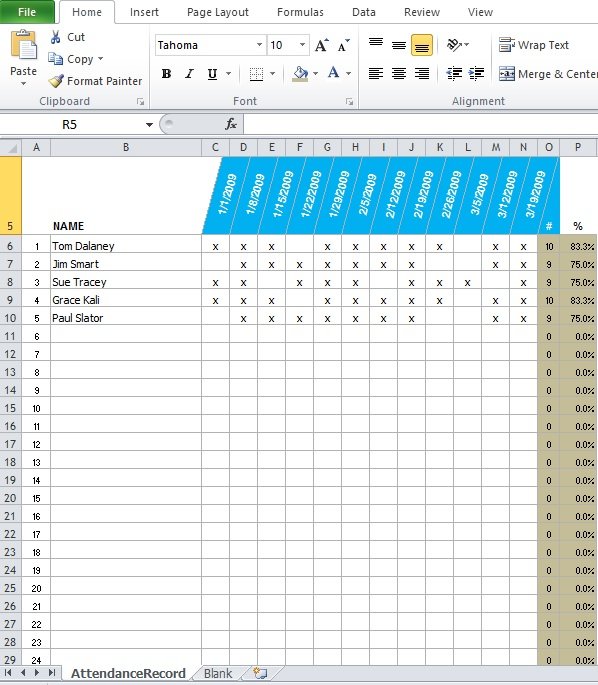 Attendance Sheet Excel Template