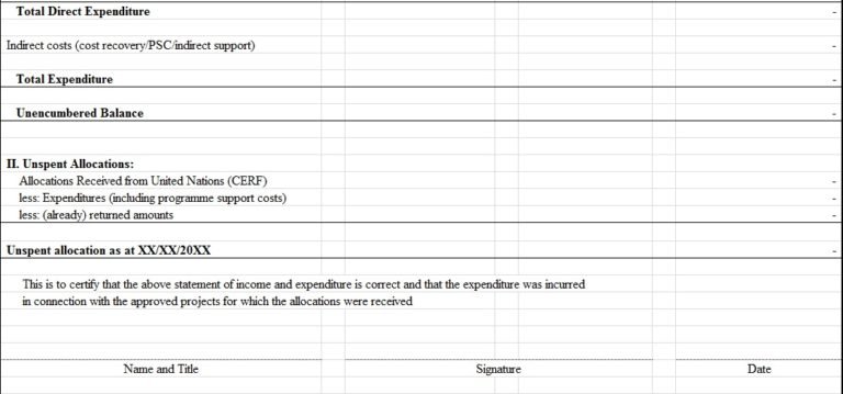 Free Income Expenditure Statement Report Template