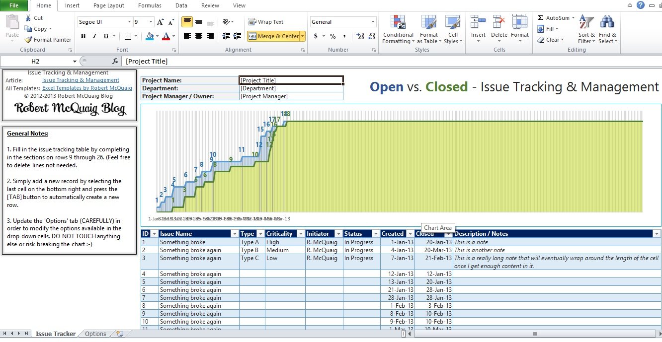 Issue Tracking Template Excel