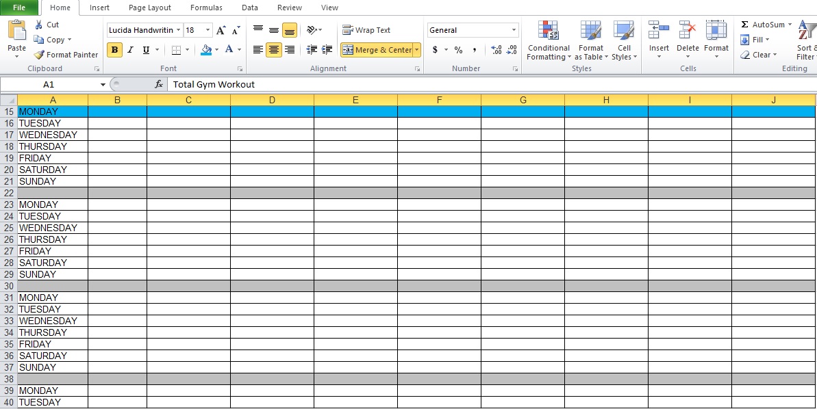 Gym Workout Plan Spreadsheet For Excel Excel TMP