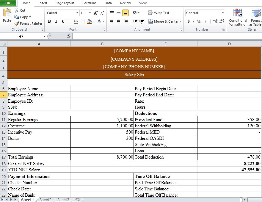 payslip excel free Word  Excel Excel Format Template Payslip  TMP And