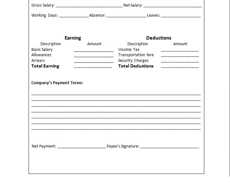 ms slip pay word template Template Format Excel Excel Payslip And  TMP Word