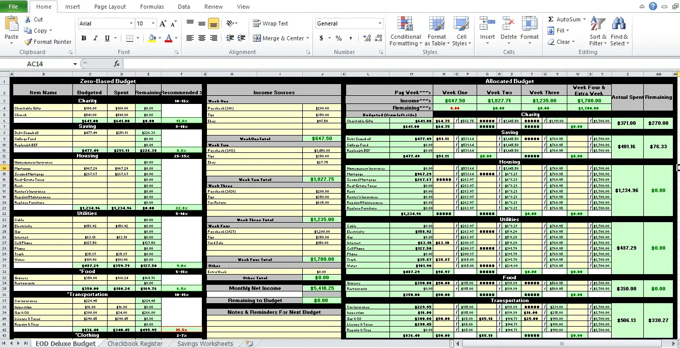 Personal Budget Worksheet Excel Excel TMP