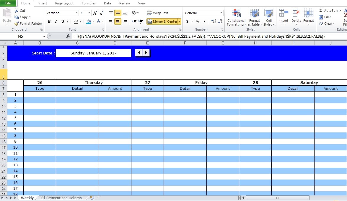 Professional Bill Pay Calendar Template - Excel Tmp