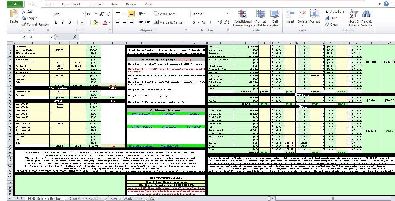 excel personal budget worksheet