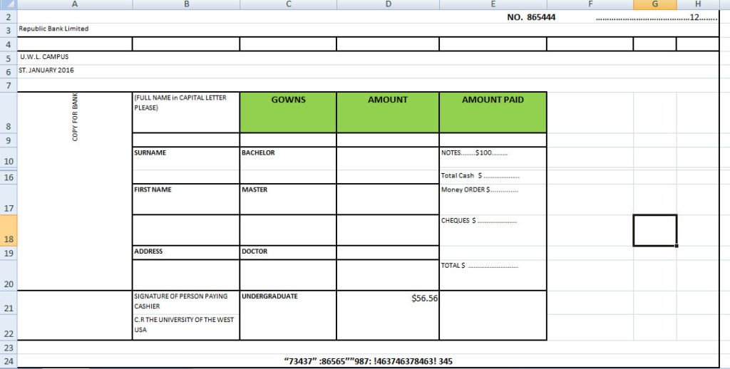 Free Excel Bank Deposit Slip Template 4417