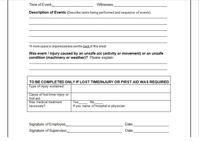 Incident Report Form Template Word