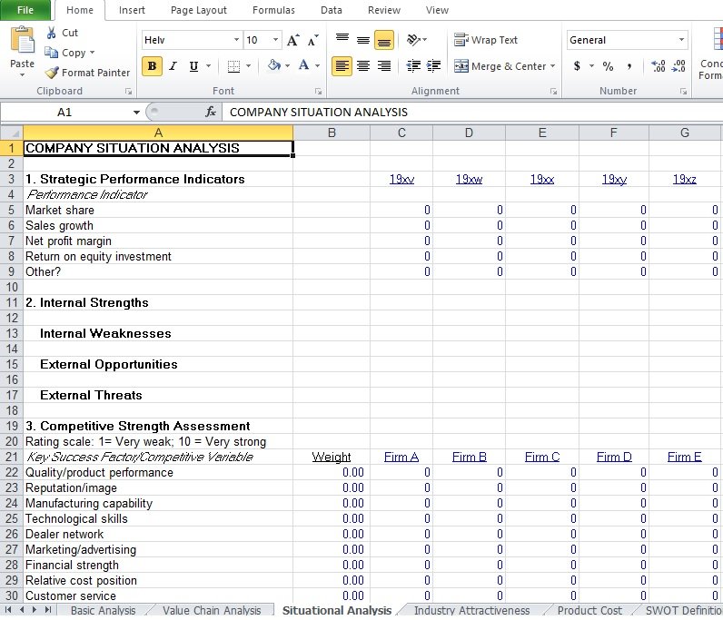 Situational Analysis Template In Excel