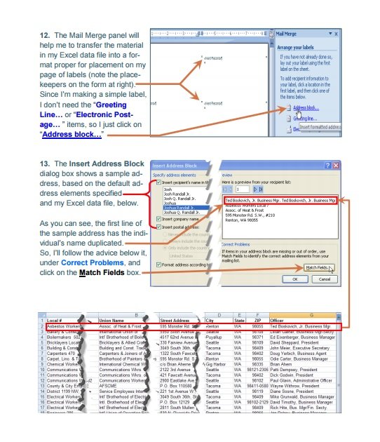 mail merge in excel