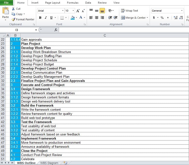 WBS Project Management Template XLS Excel TMP