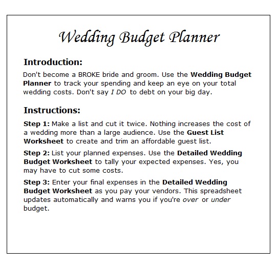 Wedding Budget Planner