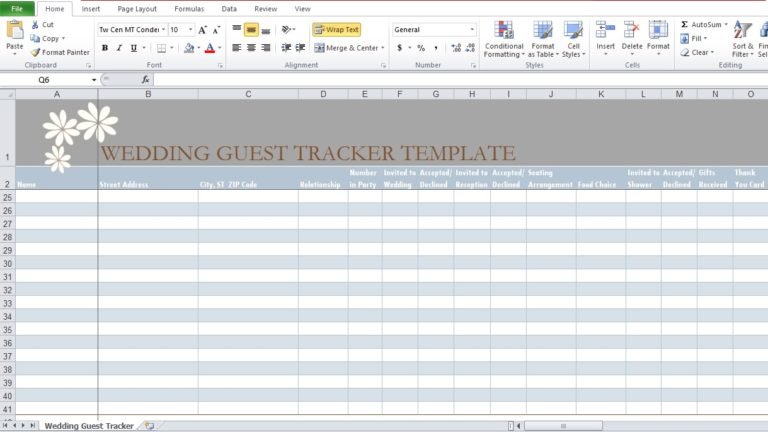 Wedding Guest List Template In Excel Excel TMP