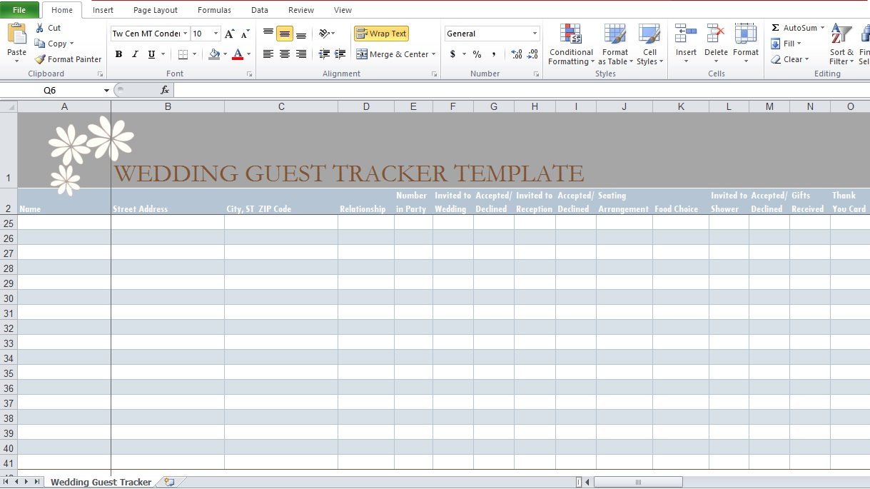 Free Printable Wedding Guest List Templates (Word / PDF / Excel