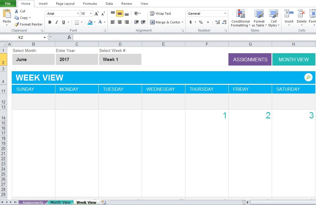 assignment planner template excel