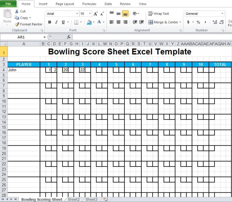 Bowling Score Sheet Excel Template Excel TMP