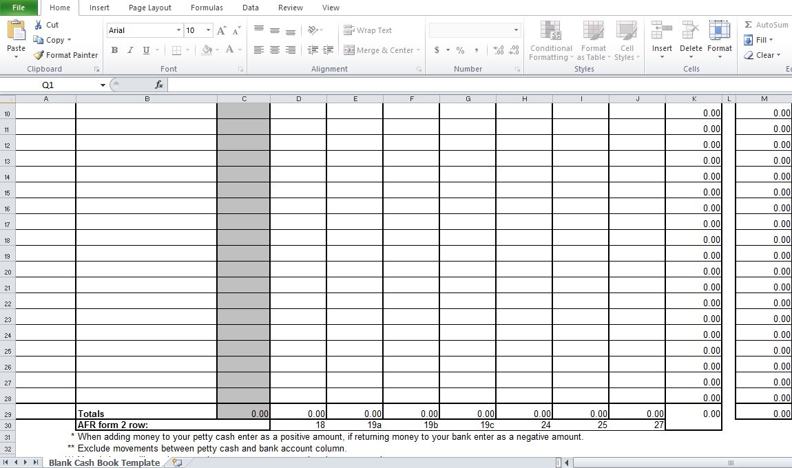 Blank Cash Book Template For Business Excel TMP