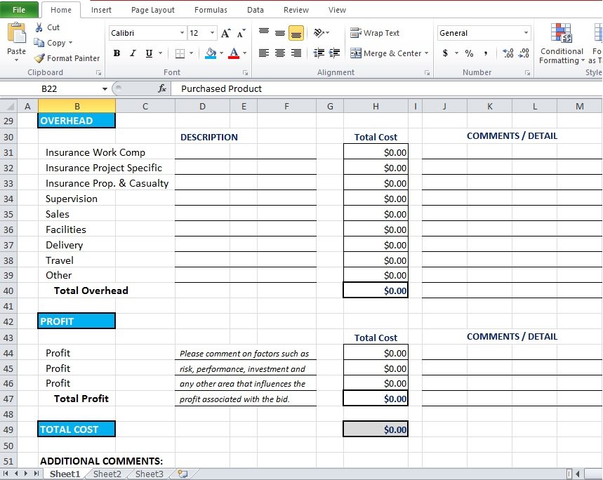 Cost Price Analysis Template Excel