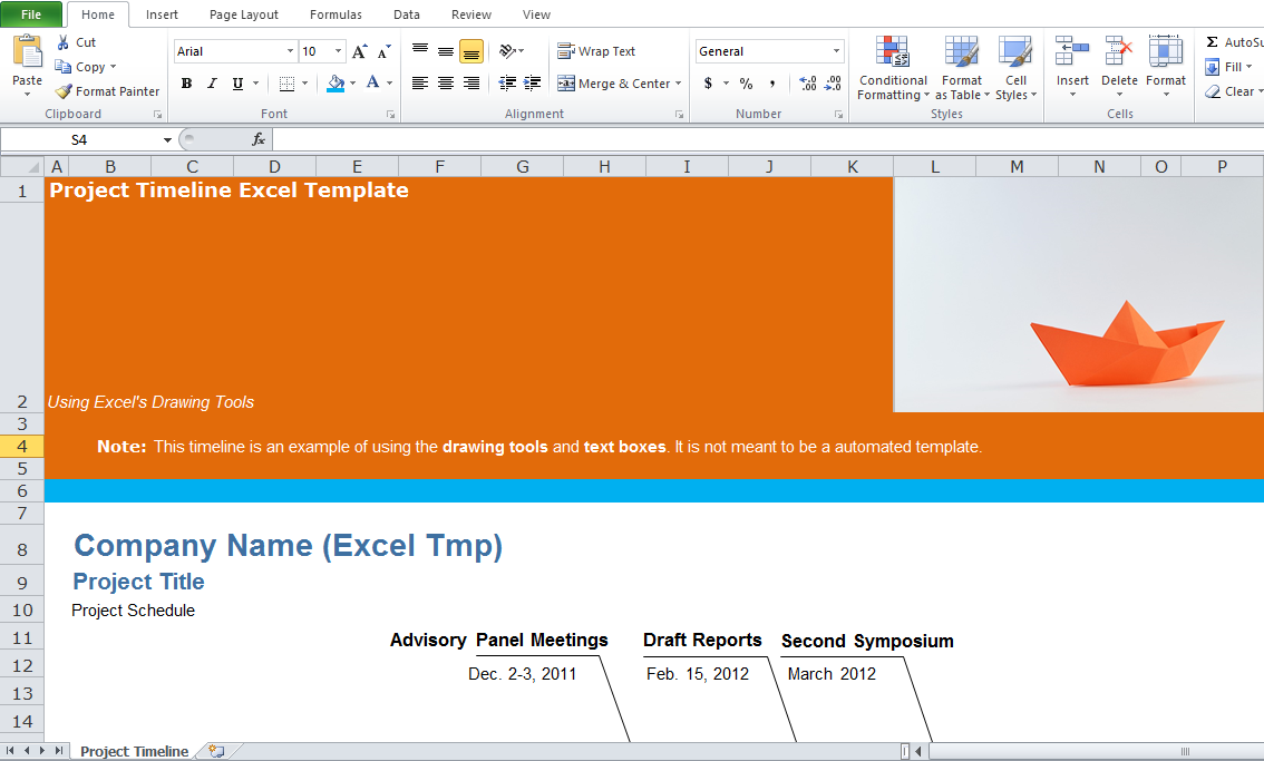 project timeline excel template