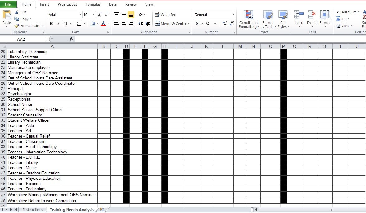 Training Need Analysis Template Free Download