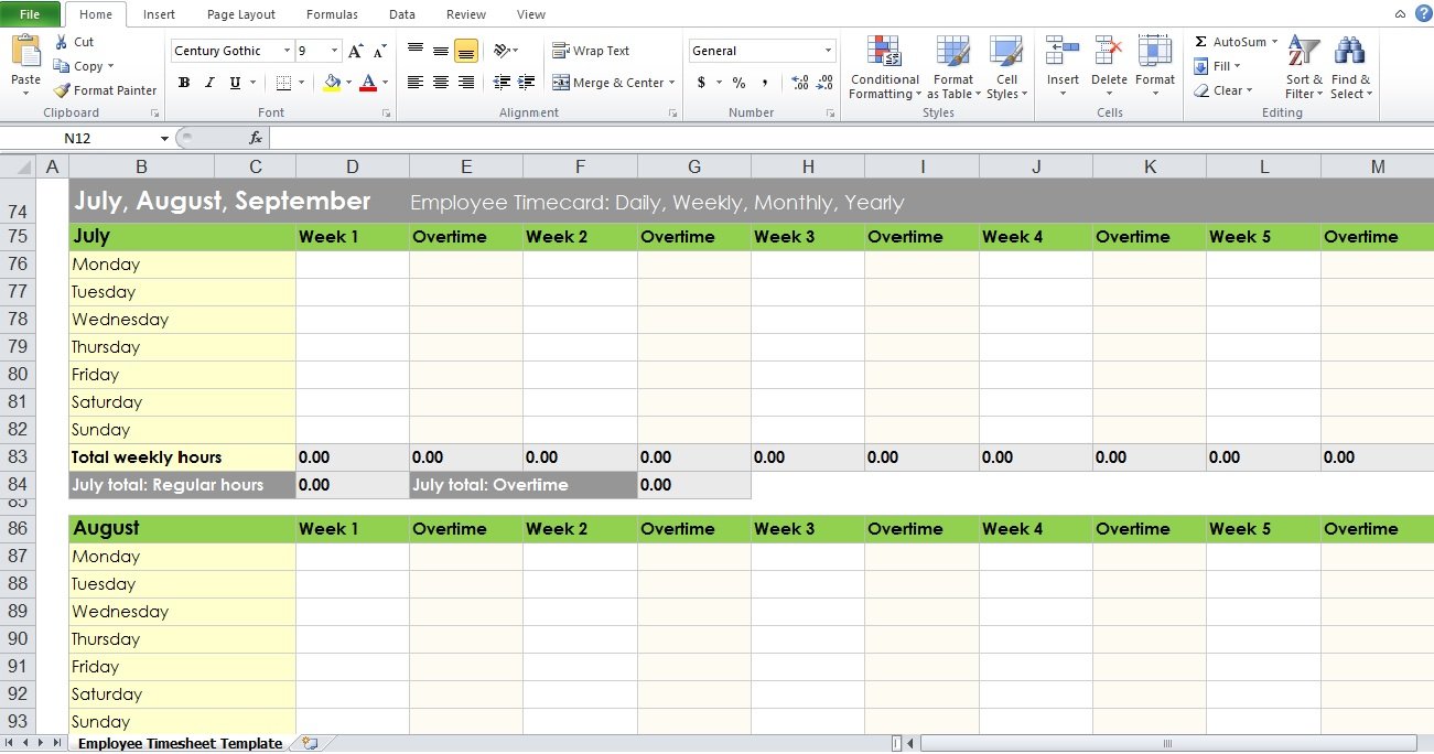 weekly timesheet template one employee