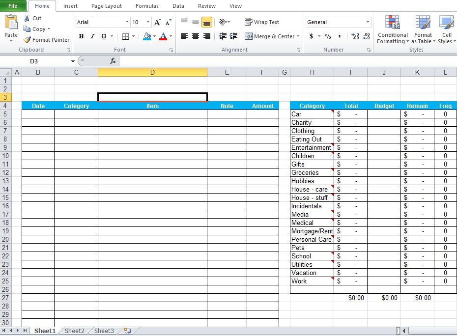 expenses tracker excel