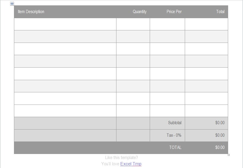 Free Invoice Template for Word Doc