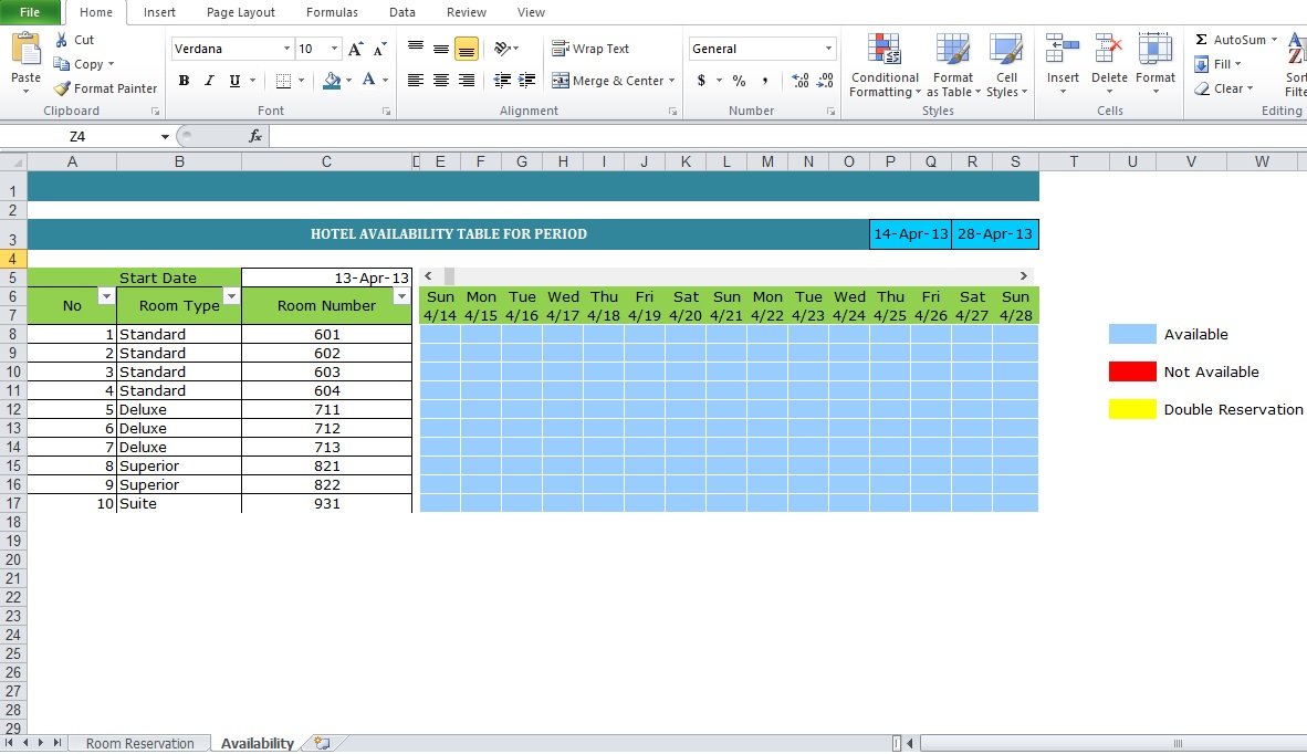 Sample of Hotel Reservation Template - Excel Tmp